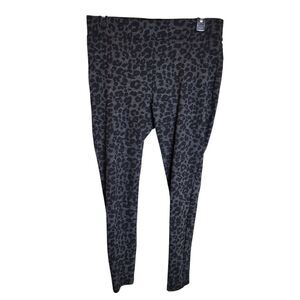 Ann Taylor LOFT Womens Size PM Gray Black Animal Print Pull On Casual Leggings